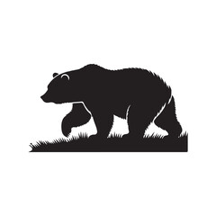 Flat Bear Silhouette Icon - Grizzly or Polar for Wildlife Apps. Vector illustration.