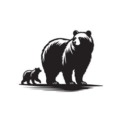 Polar and Grizzly Bear Flat Silhouette Icon - Animal Wildlife Vector Design. Vector illustration.
