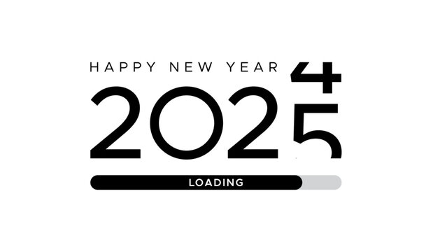 Happy New Year 2025 is loading or coming new year 2025 is loading Loading bar concept vector graphic or illustration Loading bar graphic design New year 2025 is coming new year count down logo concept