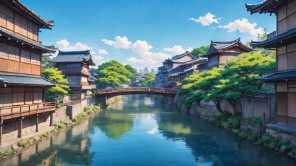 Fototapeta premium anime japan summer background