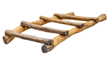 wooden ladder on transparent background