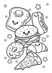 cute food coloring page illustration