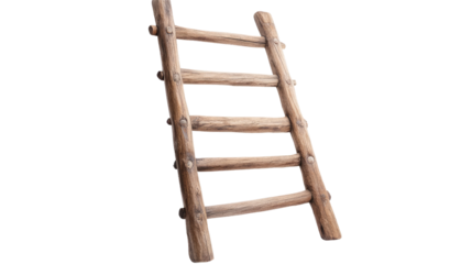 wooden ladder on transparent background