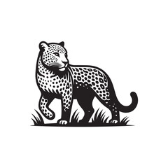Leopard Symbol Icon - Courageous Hunter, Vector Illustration.