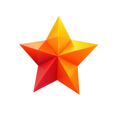 Shiny orange star icon with a geometric design, perfect for digital art, icons, logos, and festive decorations isolate on transparency background