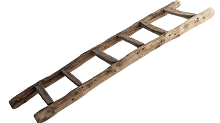 wooden ladder on transparent background