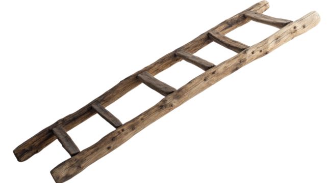 wooden ladder on transparent background