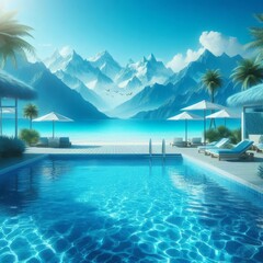 Fototapeta premium Blue Clean And Transparent Pool water