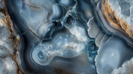 Obraz premium Close-up of Blue Agate Geode with Intricate Patterns