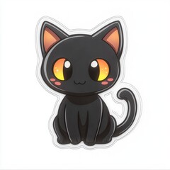 Cute Cartoon Black Cat with Big Eyes