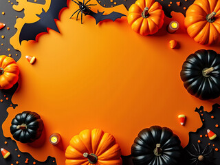 Fototapeta premium Festive Halloween Pumpkin and Spider Decorations