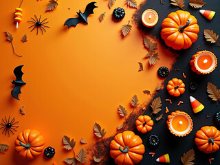 Festive Halloween Decor with Pumpkins and Candles