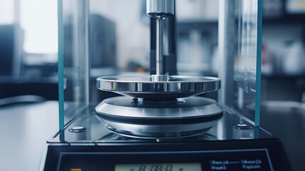 A close-up of a precision scale with weight measurements displayed on its digital screen against a plain background