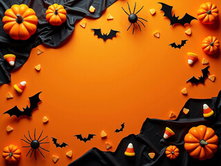 Halloween Party Decorations with Pumpkins and Bats