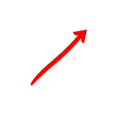 Red arrow curving upwards at an angle, isolated on transparent background, Generative AI