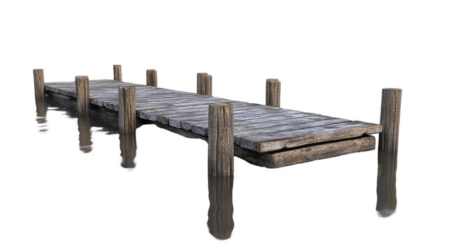 wooden dock on a transparent background