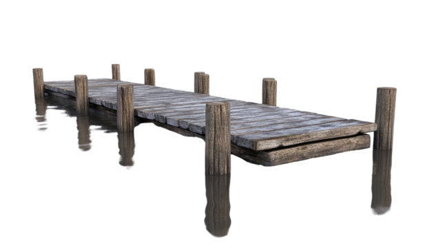 wooden dock on a transparent background