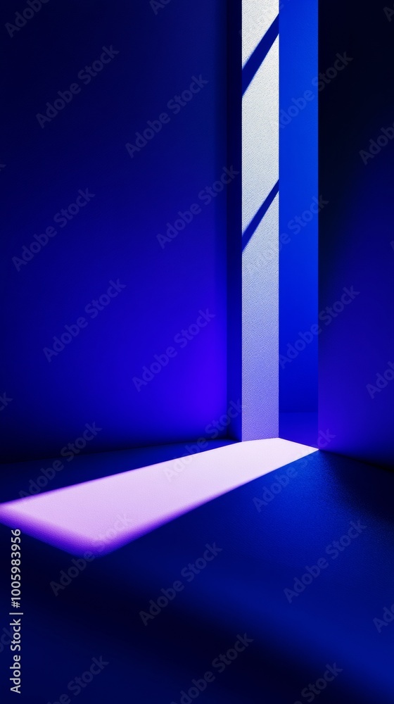 Poster blue abstract light and shadow in a minimalistic space