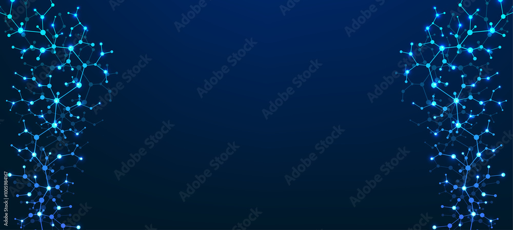 Poster molecular structure background. science template wallpaper or banner with a dna molecules. abstract 