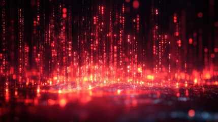 Abstract Red Digital Rain