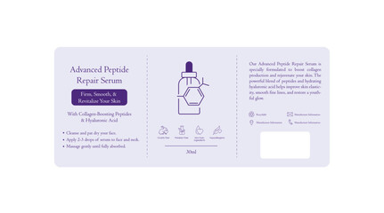 Vector Label for Advanced Peptide Repair Serum for Skin Renewal