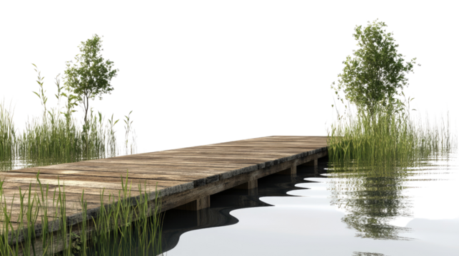 wooden dock on a transparent background