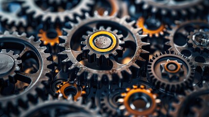 A group of gears interlocking with precision