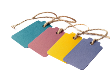 tags being used as price tags in a retail setting, with a focus on their legibility and stylish appearance.