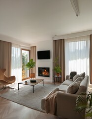 Fototapeta premium modern living room, sofa, apartment, living room, architecture, floor, 