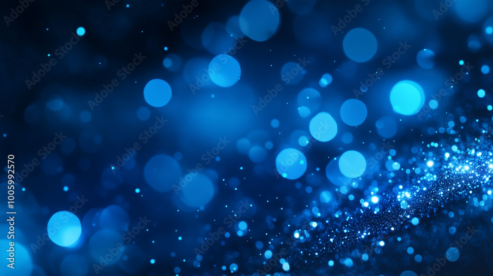 Wall mural blue glow particle abstract bokeh background
