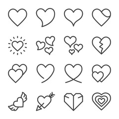 heart line icon set