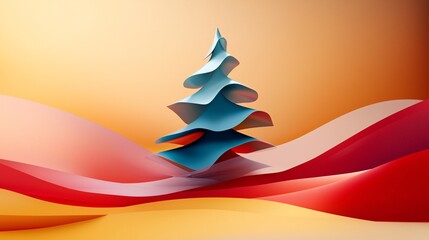 Obraz premium Abstract Christmas tree with colorful flowing shapes
