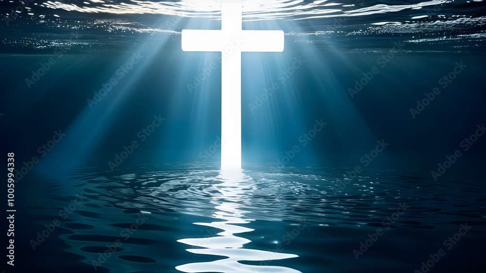 Canvas Prints A cross and water