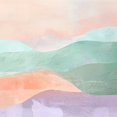 Fototapeta premium Peaceful pastel toned abstract composition featuring delicate layered gradients in soothing shades of mint lilac and peach enhanced with organic textural accents