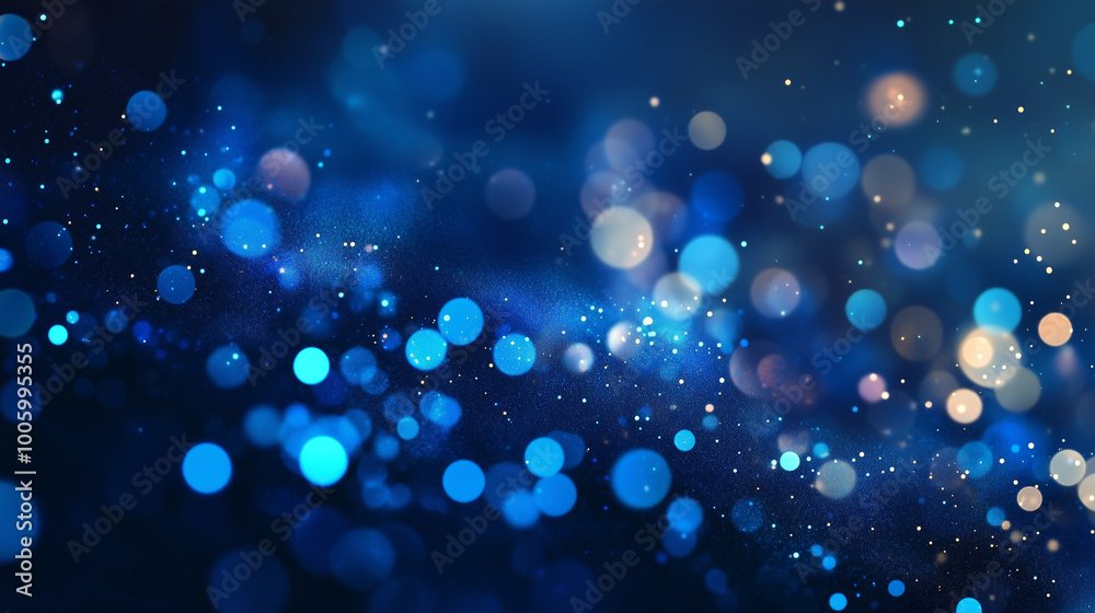 Wall mural blue glow particle abstract bokeh background