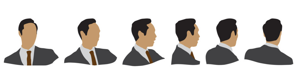 Fototapeta premium Conceptual human head isolated on white background as abstract avatar as a set or collection banner for social design concept. Human closeup anonymous faces head shot for human character illustration