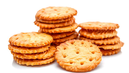 Cracker biscuits isolated on white background. Sweet biscuits with filling.