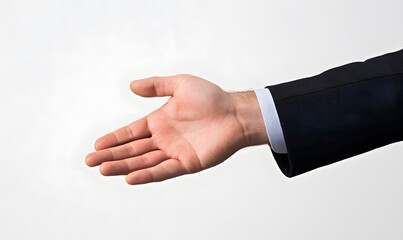 Obraz premium a mans hand outstretched to shake another hand, Generative AI 
