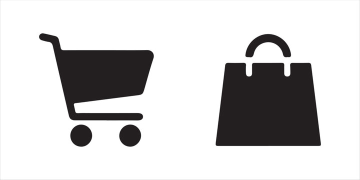 shopping cart icon set vector on white background