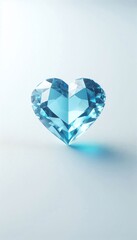 Fototapeta premium Blue heart shaped diamond on white background