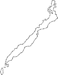 dash line doodle freehand drawing of palawan island map.