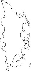dash line doodle freehand drawing of phuket island map.
