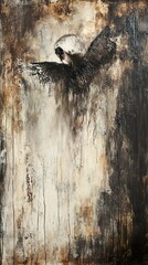 Abstract Painting of a Figure with Wings - Emotional Expressionism