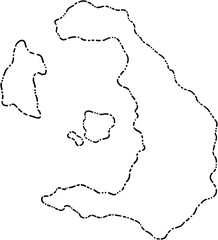 dash line doodle freehand drawing of santorini island map.