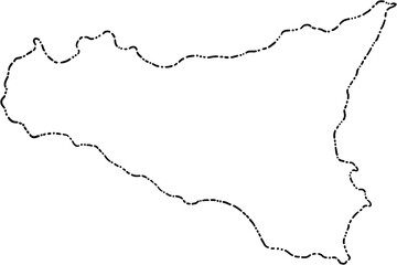 dash line doodle freehand drawing of sicily island map.