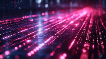 Abstract Digital Art with Pink Glowing Lines