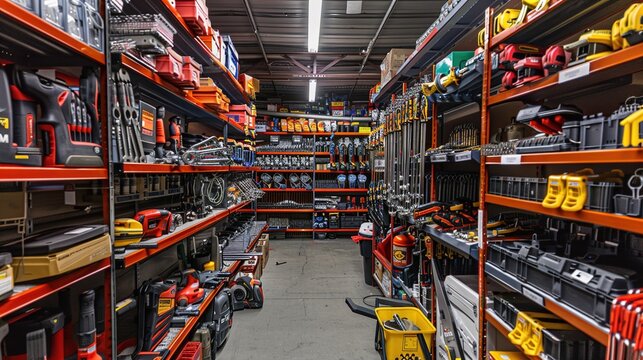 A tool rental center stocked with an extensive collection of equipment