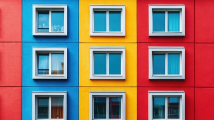 Fototapeta premium A dynamic shot of colorful facade with artistic patterns, creating a visual impact in the urban landscape