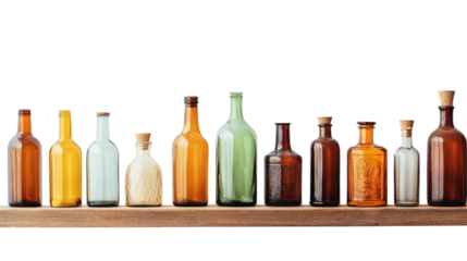 glass bottles on a transparent background