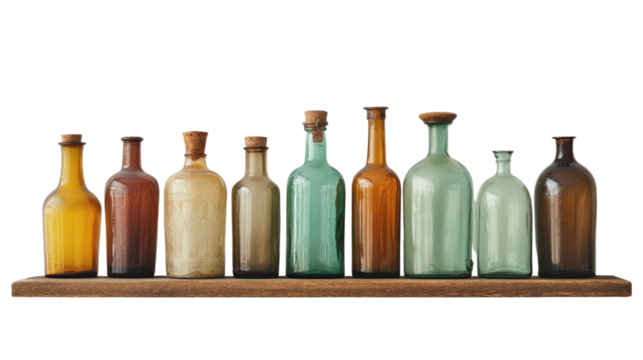 glass bottles on a transparent background